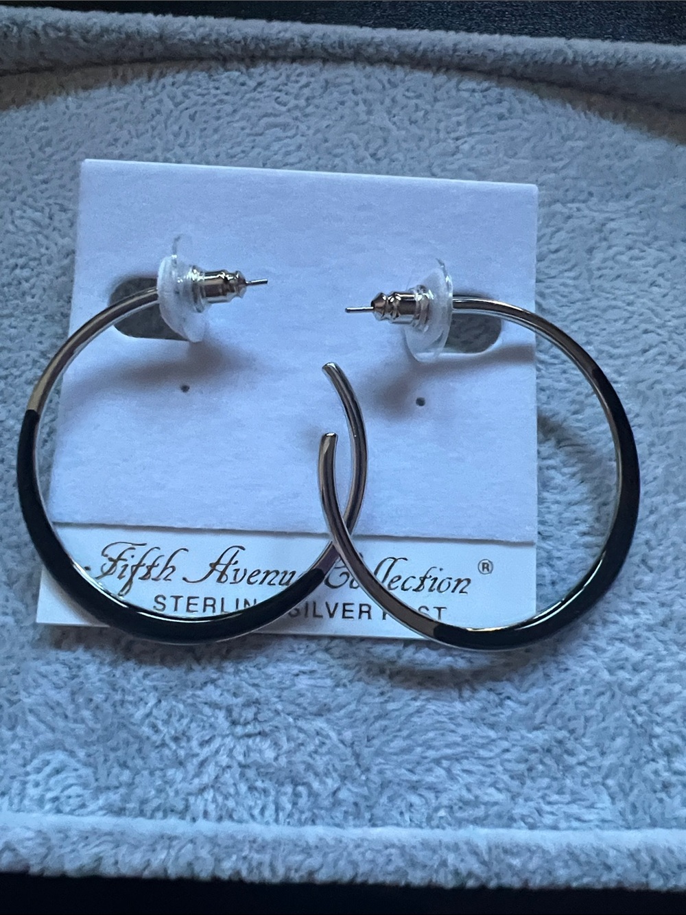 Silver Hoop Earrings with black enamel - Black/Silver